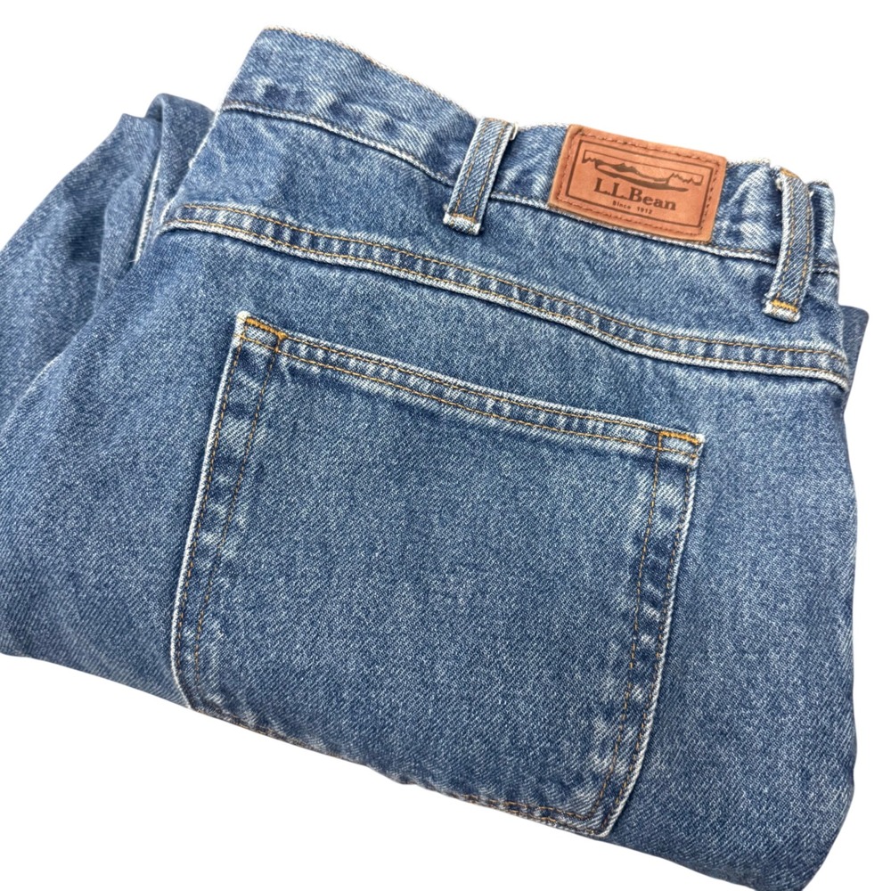 LL Bean Comfort Waist Jeans Mens 40x32 (40x27) Blue Denim Relaxed 250265 READ